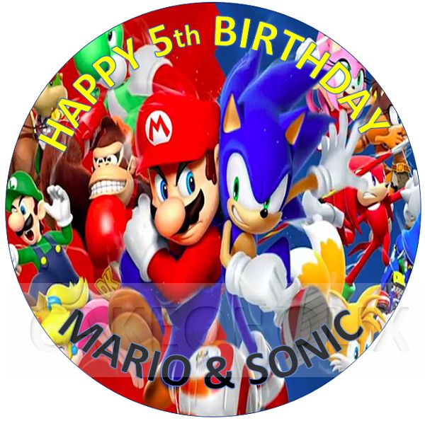 SONIC THE HEDGEHOG EDIBLE A4 ICING SHEET BIRTHDAY CAKE TOPPER